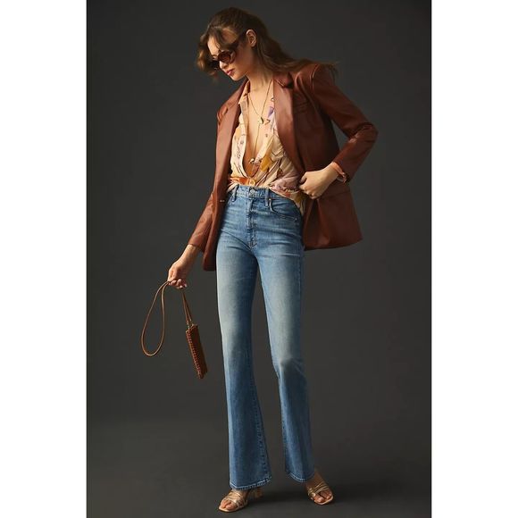 Anthropologie MOTHER High Waisted MOTHER Weekender Slice Heel Jeans